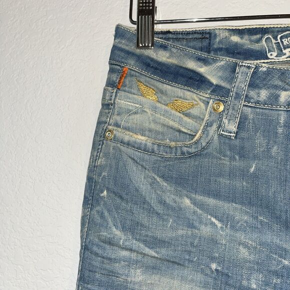 Robin’s Jeans Size 24 Style# R8657GLD Skinny Jeans Distressed Gold Wings - Picture 5 of 14